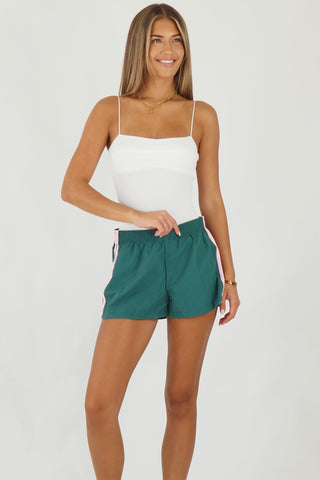 Retro Billy Track Shorts - Green/Pink Bottoms Sage Collective