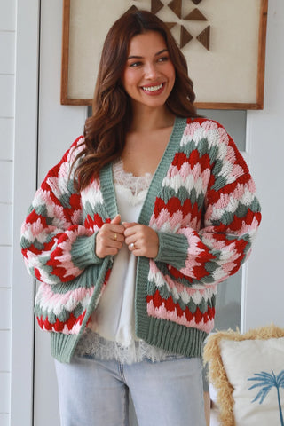 Loretta Cardigan/Jacket - Pink/Khaki Outerwear Isabella Boho