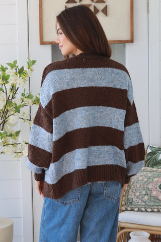 Lindi Cardigan/Jacket - Blue/Brown Outerwear Isabella Boho