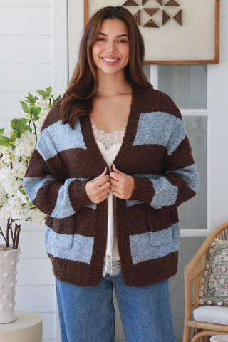 Lindi Cardigan/Jacket - Blue/Brown Outerwear Isabella Boho