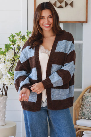 Lindi Cardigan/Jacket - Blue/Brown Outerwear Isabella Boho