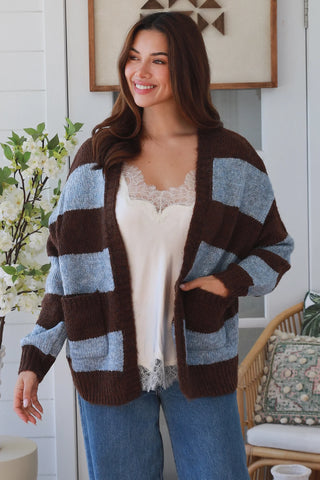 Lindi Cardigan/Jacket - Blue/Brown Outerwear Isabella Boho