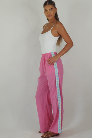 Pink & Blue Hearts Racer Pants - By Frankie Bottoms By Frankie