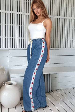 Denim Star Racer Pants - By Frankie Bottoms BY FRANKIE