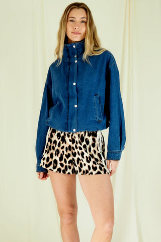 Denim Funnel Jacket Jacket Pink Diamond