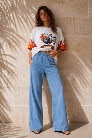 Light Denim Wide Leg Jeans