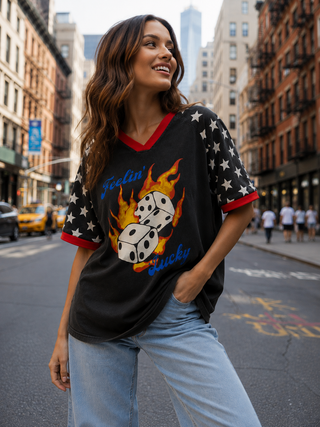 Burning Dice Tee - By Frankie Tops By Frankie