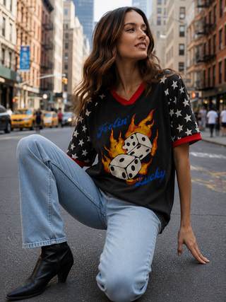 Burning Dice Tee - By Frankie Tops By Frankie