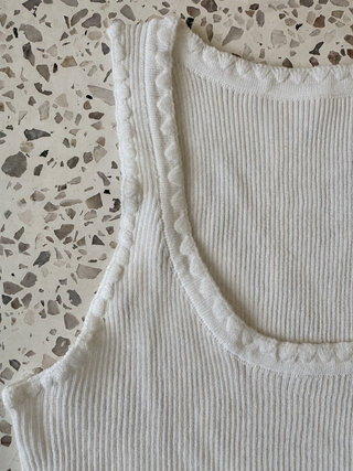 Hollie Knit Ribbed Singlet - White Tops MIRACLE