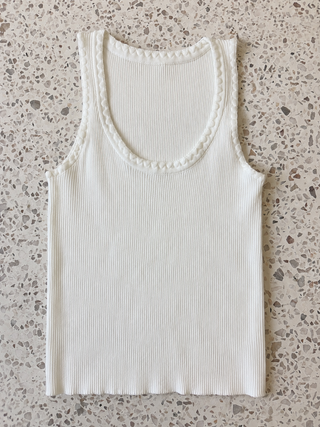 Hollie Knit Ribbed Singlet - White Tops MIRACLE