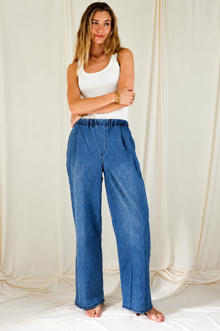 Gwen Baggy Denim Jeans - Blue Bottoms WAKEE