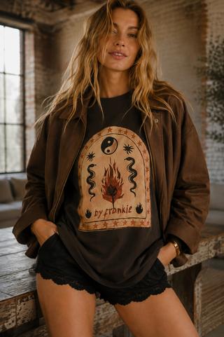 Yin Yang Tee Brown - By Frankie TOPS By Frankie