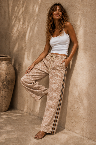 Snow Leopard Denim Racer Pants  - By Frankie