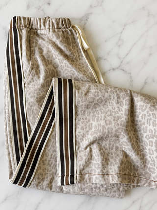 Snow Leopard Denim Racer Pants  - By Frankie
