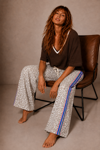 Candy Leopard Denim Racer Pants - By Frankie Bottoms BY FRANKIE