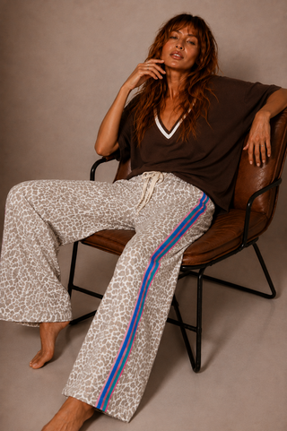 Candy Leopard Denim Racer Pants - By Frankie Bottoms BY FRANKIE