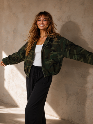 Camo Funnel Jacket - By frankie Jacket Here Come The Sun