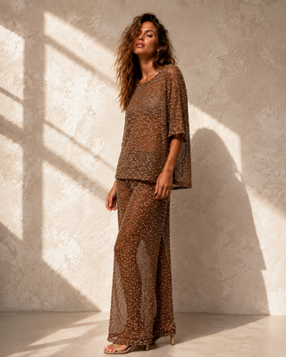 Sequins Mesh Pants Bottoms Ebby and I
