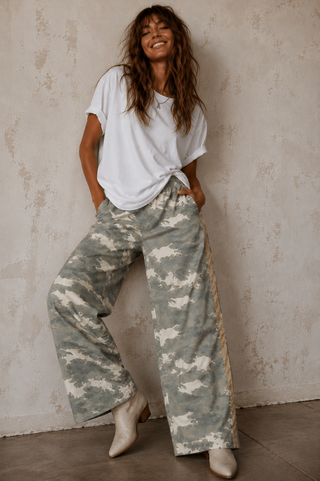 Light Camo Racer Denim Pants - By Frankie Bottoms BY FRANKIE
