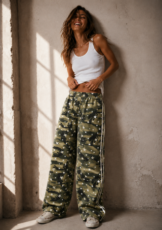 Star Camo Racer Denim Pants - By Frankie Bottoms BY FRANKIE