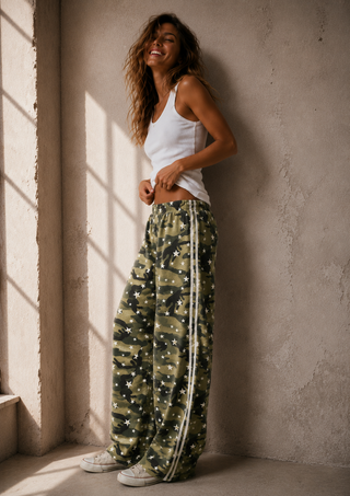 Star Camo Racer Denim Pants - By Frankie Bottoms BY FRANKIE