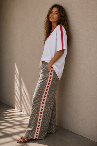 Basic White Tee With Red Stripe Tops Ebby and I