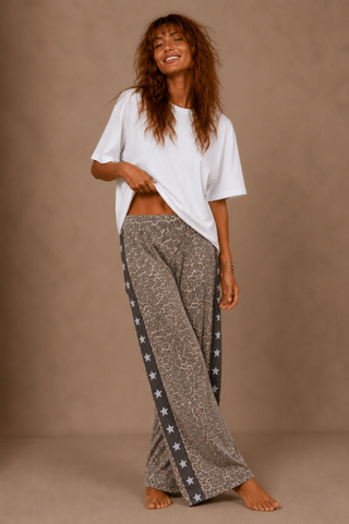OG Denim Star Leopard Racer Pants - By Frankie Bottoms BY FRANKIE