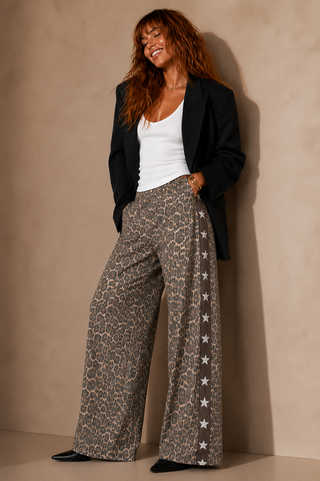 OG Denim Star Leopard Racer Pants - By Frankie Bottoms BY FRANKIE