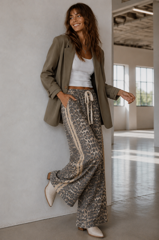 OG Denim Leopard Racer Pants - By Frankie Bottoms BY FRANKIE