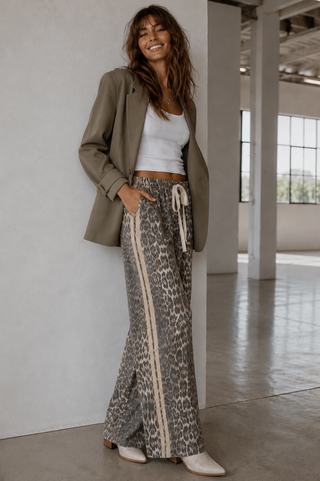 OG Denim Leopard Racer Pants - By Frankie Bottoms BY FRANKIE