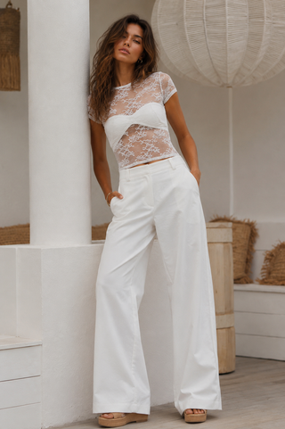 Jennifer Lace Top - White TOPS YH&CO