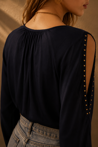 Kourtney Stud Top - Navy Tops gds