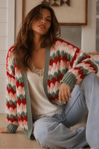 Loretta Cardigan/Jacket - Pink/Khaki