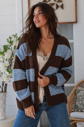 Lindi Cardigan/Jacket - Blue/Brown Outerwear Isabella Boho