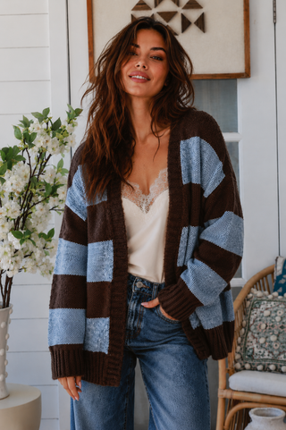 Lindi Cardigan/Jacket - Blue/Brown Outerwear Isabella Boho