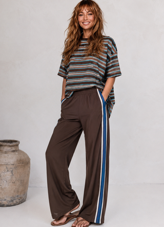 Ellie Racer Pants Brown and Blue Bottoms Ebby and I