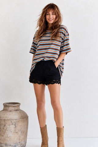 Basic Brown/Blue Stripe Tee Tops Sage Collective