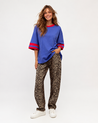 Basic Cobalt Tee With Red Stripe Tops Ebby and I
