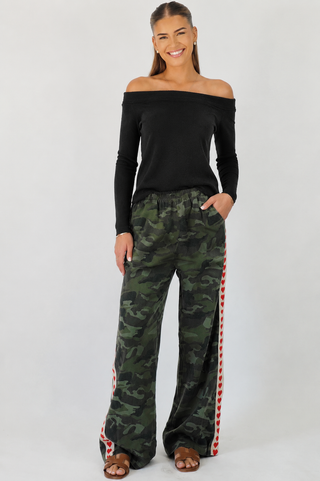 Camo Red Hearts Denim Racer Pants - By Frankie