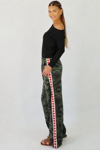 Camo Red Hearts Denim Racer Pants - By Frankie
