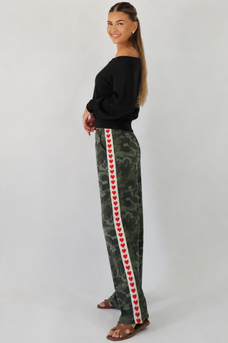 Camo Red Hearts Denim Racer Pants - By Frankie