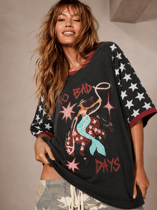 Only Good Times Washed Black Tee - By Frankie Tops By Frankie