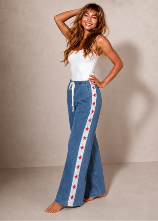 Denim Star Racer Pants - By Frankie Bottoms BY FRANKIE