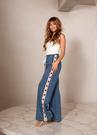 Denim Star Racer Pants - By Frankie Bottoms BY FRANKIE