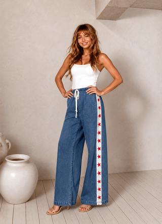 Denim Star Racer Pants - By Frankie Bottoms BY FRANKIE