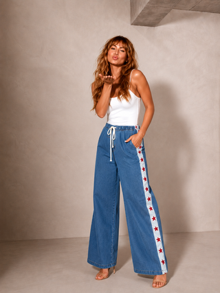 Denim Star Racer Pants - By Frankie Bottoms BY FRANKIE