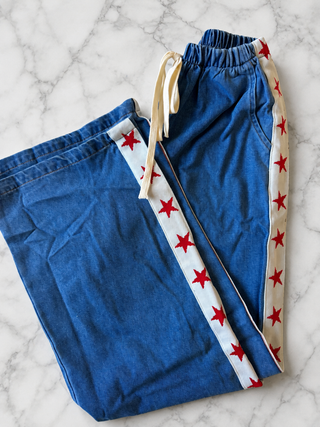 Denim Star Racer Pants - By Frankie Bottoms BY FRANKIE