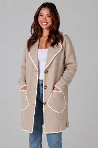 Isla Cardigan/Jacket - Beige Outerwear Sage Collective