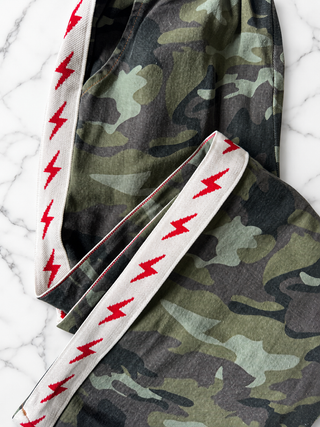 Dark Camo Hearts Denim Racer Pants - By Frankie Bottoms BY FRANKIE