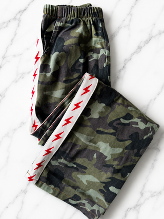Dark Camo Hearts Denim Racer Pants - By Frankie Bottoms BY FRANKIE